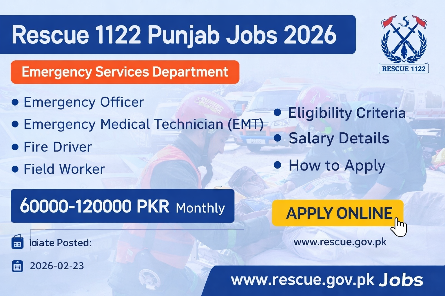 Rescue 1122 Punjab Jobs 2026 for Emergency Officer